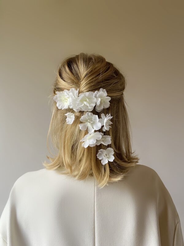 Barrette cheveux fleurs en cascade pour mariée